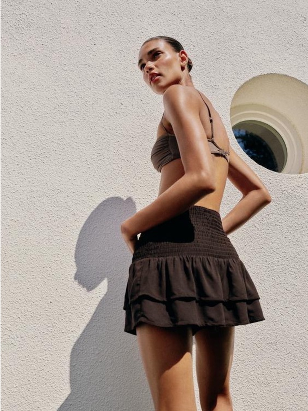 Zara Tiered Smocked Mini Skort